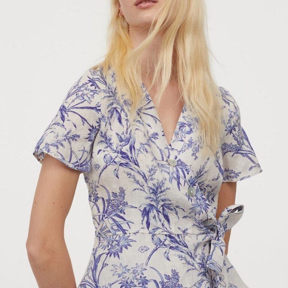 H&M Linen Floral Blouse